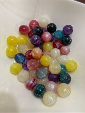 Assorted Shimmer Glass Beads - Multi Color Large Hole